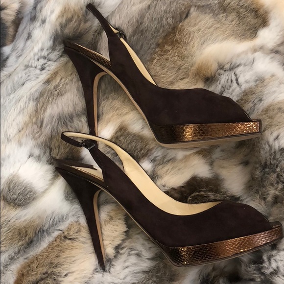 Jimmy Choo Brown Suede Heels Sz 42 - Picture 3 of 5